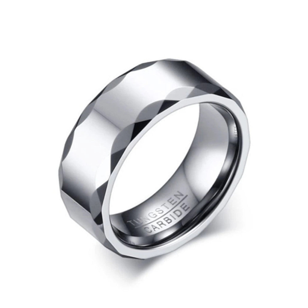 Tungsten Steel Smooth Face Ring for Men