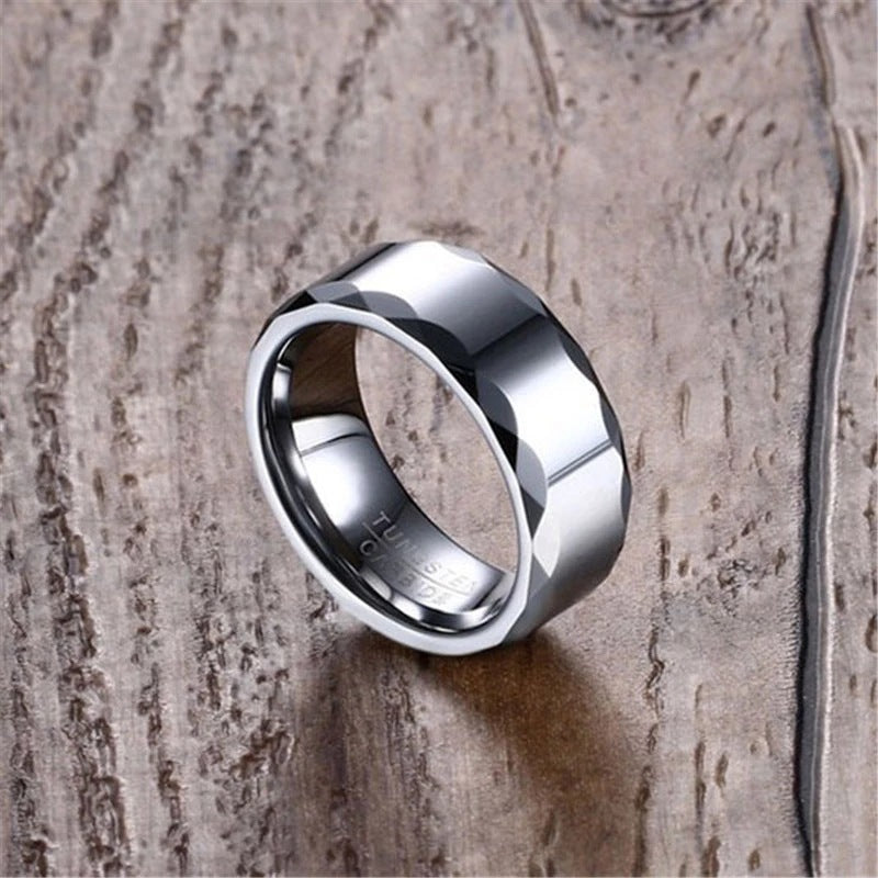 Tungsten Steel Smooth Face Ring for Men
